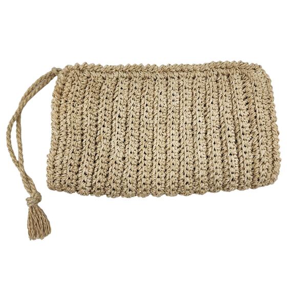 Vintage Woven Straw Clutch With Tassel Zip Closure Made In Japan By The Broadway - Picture 4 of 4